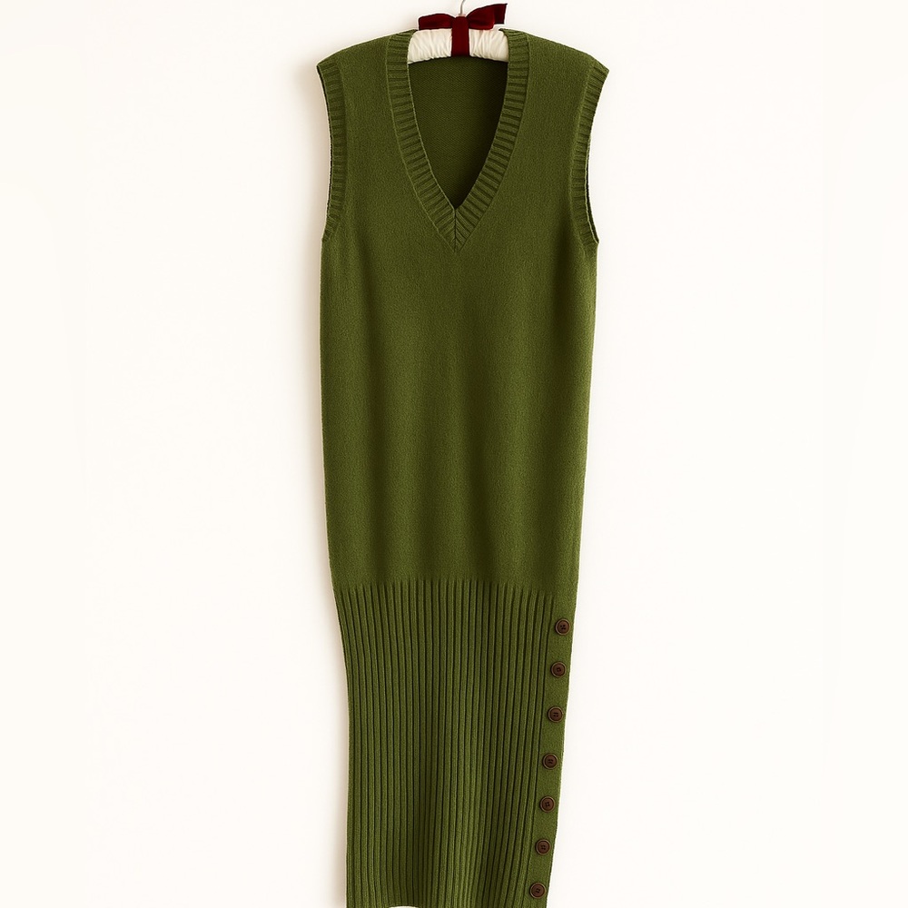Anthropologie Moth Olive Green Sleeveless Sweater Dress